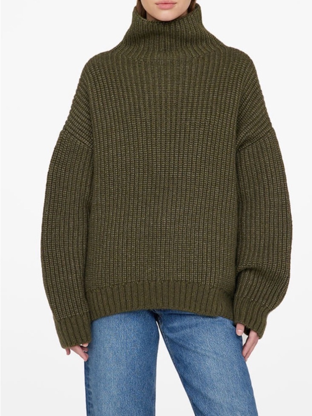 Anine Bing Sydney Sweater - Olive Ribbed